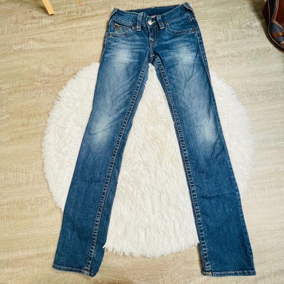 True Religion Straight Blue Denim Jeans Size 26 - Picture 2 of 11